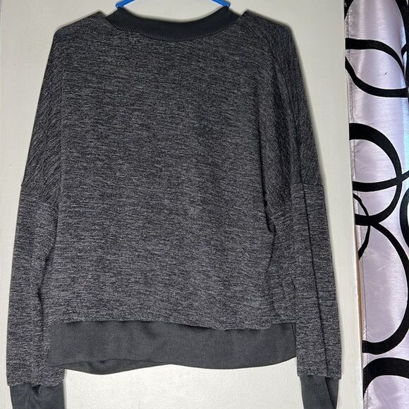 CBR Womens Sweatshirt Black Heathered Long Sleeve Crew Neck Lace Up XL - Picture 8 of 8